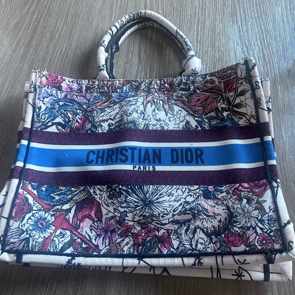 Dior Blue and Cream Tote Bag with Structured Design